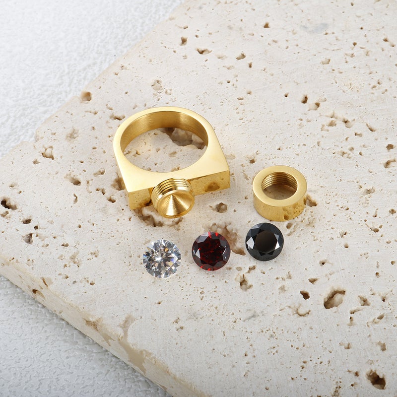 Creative Export Ring, Screw Pattern Twisting Accessories, Stone Replacement Stainless Steel Ring, Accessible Luxury And High-End Feel That Will Not Fall Off - Image 4